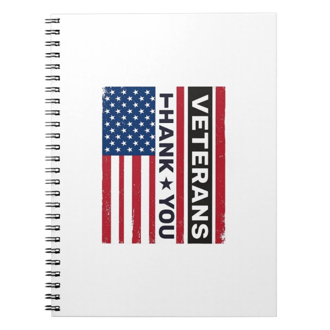 Tack Veteraner Distressed Flagga Vektor Design_1 Anteckningsbok (Framsidan)