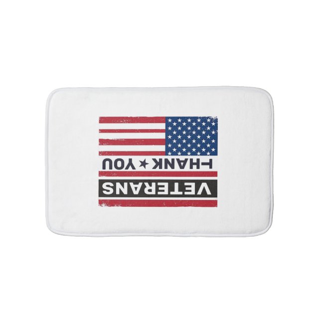 Tack Veteraner Distressed Flagga Vektor Design_1 Badrumsmatta (Framsidan)