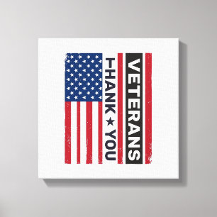 Tack Veteraner Distressed Flagga Vektor Design_1 Canvastryck