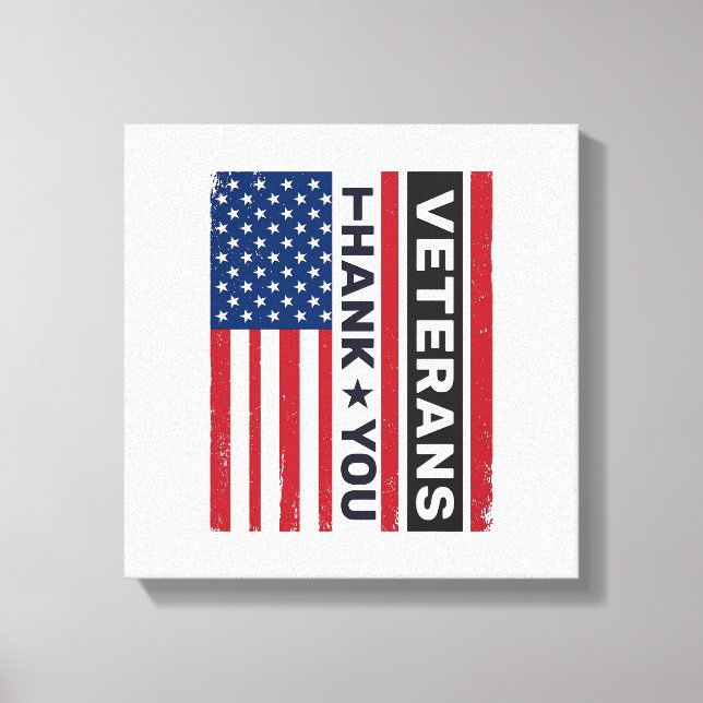 Tack Veteraner Distressed Flagga Vektor Design_1 Canvastryck (Framsida)
