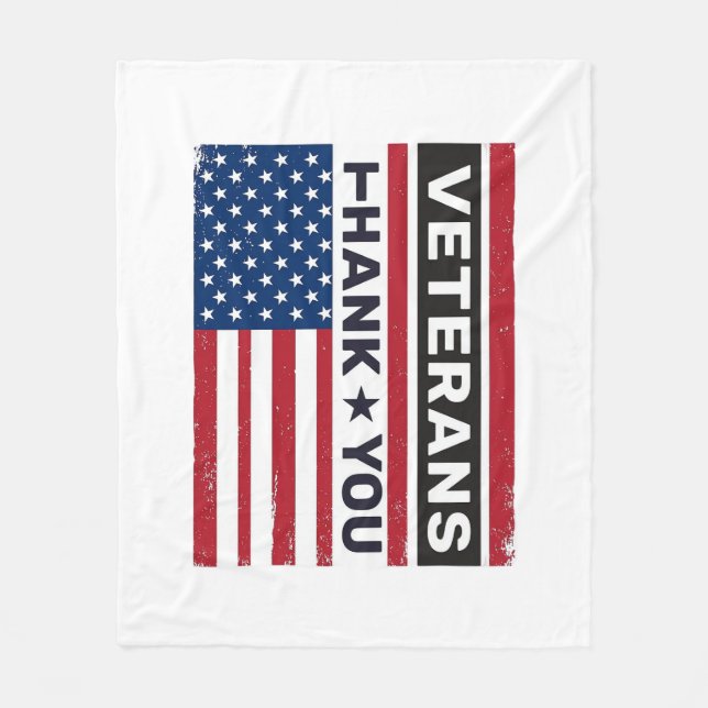 Tack Veteraner Distressed Flagga Vektor Design_1 Fleecefilt (Framsidan)