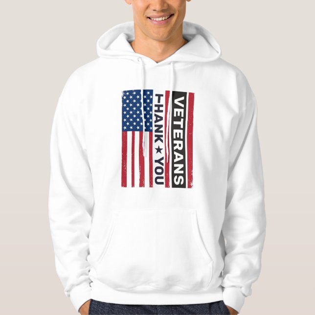 Tack Veteraner Distressed Flagga Vektor Design_1 Hoodie (Framsida)