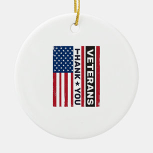 Tack Veteraner Distressed Flagga Vektor Design_1 Julgransprydnad Keramik
