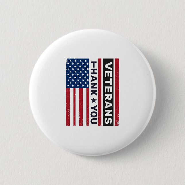 Tack Veteraner Distressed Flagga Vektor Design_1 Knapp (Framsida)