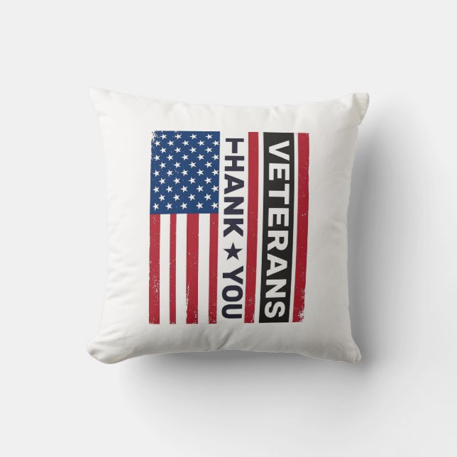 Tack Veteraner Distressed Flagga Vektor Design_1 Kudde (Framsida)