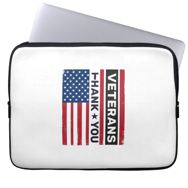 Tack Veteraner Distressed Flagga Vektor Design_1 Laptop Fodral (Framsidan)