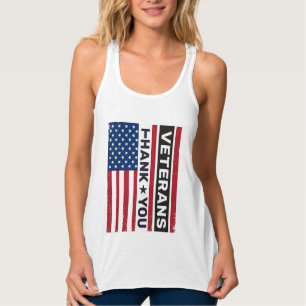 Tack Veteraner Distressed Flagga Vektor Design_1 Linne Med Racerback