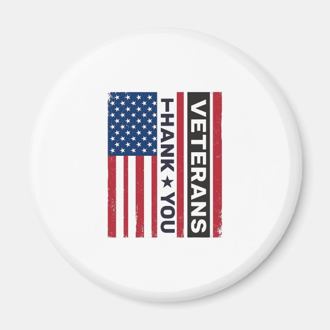 Tack Veteraner Distressed Flagga Vektor Design_1 Magnet (Framsidan)