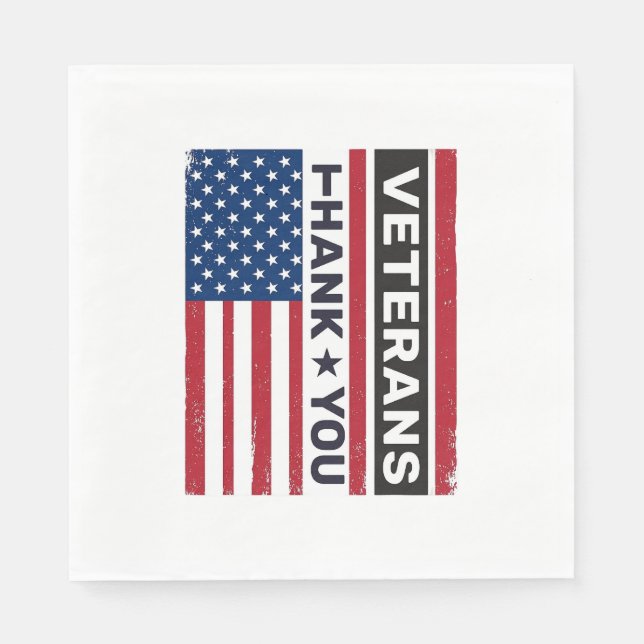 Tack Veteraner Distressed Flagga Vektor Design_1 Pappersservett (Framsidan)