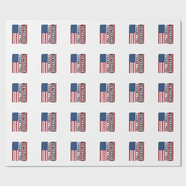 Tack Veteraner Distressed Flagga Vektor Design_1 Presentpapper (Platt)