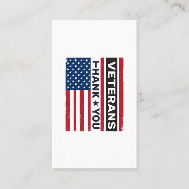 Tack Veteraner Distressed Flagga Vektor Design_1 Visitkort (Framsida)