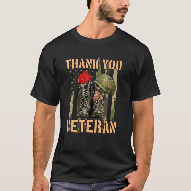 Tack veteraner Kambat Boots Poppy-Flower Veter T Shirt (Framsida)