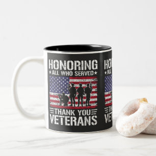 Tack Veteraner Patriotisk Militär Tjänst Gåva Två-Tonad Mugg