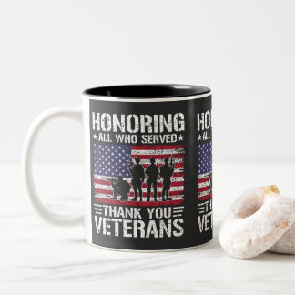 Tack Veteraner Patriotisk Militär Tjänst Gåva Två-Tonad Mugg