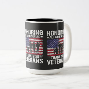 Tack Veteraner Patriotisk Militär Tjänst Gåva Två-Tonad Mugg