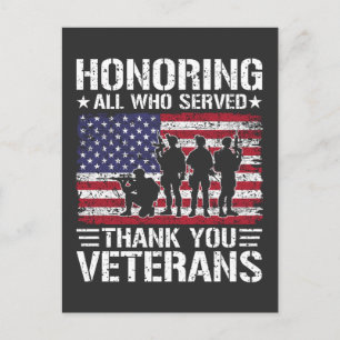 Tack Veteraner Patriotisk Militär Tjänst Gåva Vykort