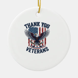 Tack Veteraner Patriotisk Örn Vintage Julgransprydnad Keramik