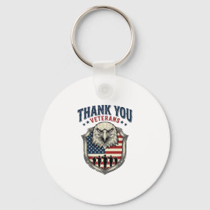 Tack veteraner patriotisk örnnödsköld t-shirt_1 nyckelring