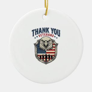 Tack Veteraner Patriotisk Örnskölds Tröja_1 Julgransprydnad Keramik