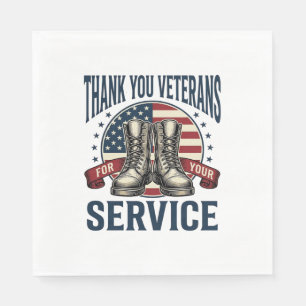 Tack Veteraner Patriotiska Stövlar Vintage Design_ Pappersservett