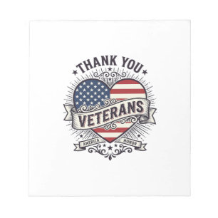 Tack Veteraner Patriotiskt Hjärta Vektor Design_1 Anteckningsblock
