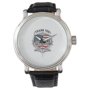 Tack Veteraner Patriotiskt Hjärta Vektor Design_1 Armbandsur