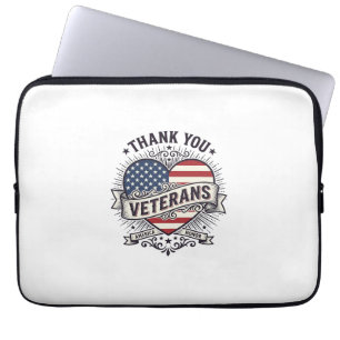 Tack Veteraner Patriotiskt Hjärta Vektor Design_1 Laptop Fodral
