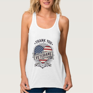 Tack Veteraner Patriotiskt Hjärta Vektor Design_1 Linne Med Racerback