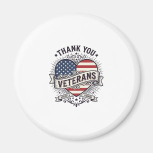 Tack Veteraner Patriotiskt Hjärta Vektor Design_1 Magnet