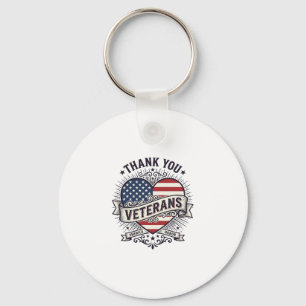 Tack Veteraner Patriotiskt Hjärta Vektor Design_1 Nyckelring