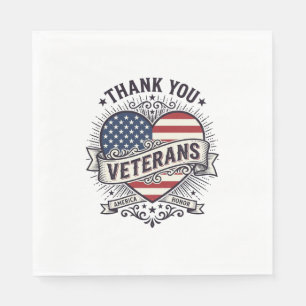 Tack Veteraner Patriotiskt Hjärta Vektor Design_1 Pappersservett