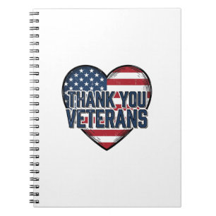 Tack Veteraner Patriotiskt Hjärta Vintage Design_ Anteckningsbok