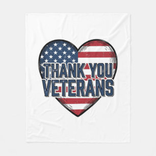 Tack Veteraner Patriotiskt Hjärta Vintage Design_ Fleecefilt