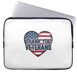 Tack Veteraner Patriotiskt Hjärta Vintage Design_ Laptop Fodral
