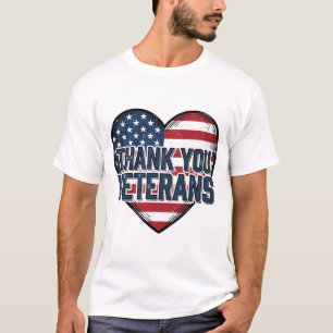 Tack Veteraner Patriotiskt Hjärta Vintage Design_ T Shirt
