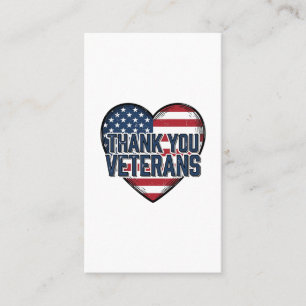 Tack Veteraner Patriotiskt Hjärta Vintage Design_ Visitkort