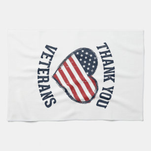 Tack Veteraner Patriotiskt Hjärta Vintage Tröja D Kökshandduk