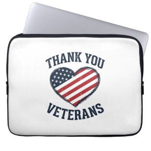 Tack Veteraner Patriotiskt Hjärta Vintage Tröja D Laptop Fodral