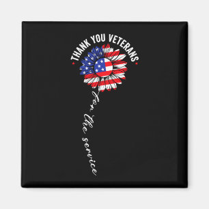 Tack veteraner solros usa flagga militär magnet