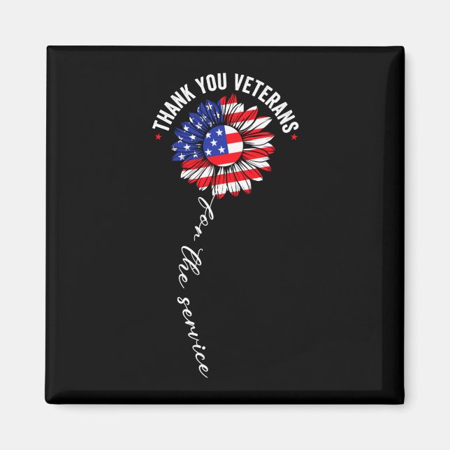 Tack veteraner solros usa flagga militär magnet (Framsidan)