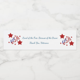 Tack veteraner vattenflaskor etikett