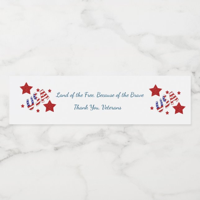 Tack veteraner vattenflaskor etikett (Singel etikett)