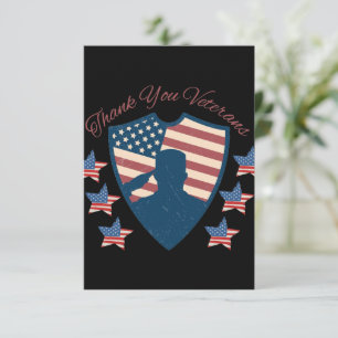 Tack Veterans American Flagga Kort