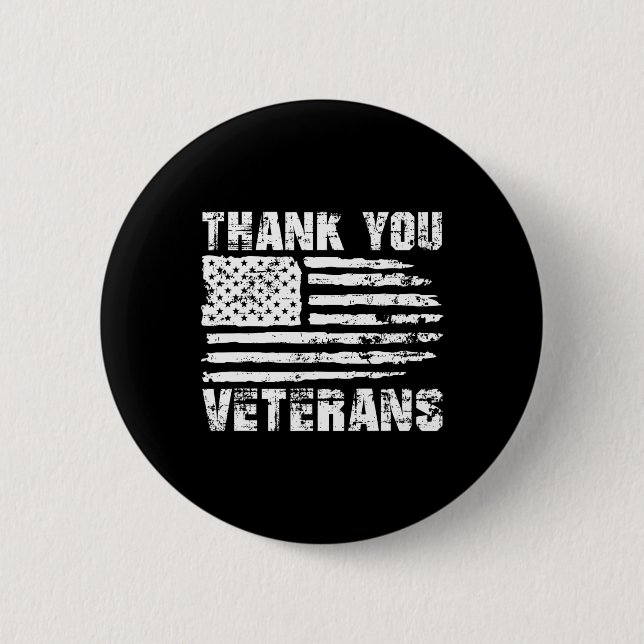 Tack Veterans American Flagga Proud Veteran Knapp (Framsida)