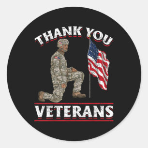 Tack Veterans American US Flagga Soldier Memori Runt Klistermärke