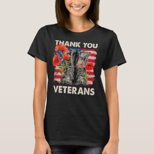 Tack Veterans Boots Poppy Flower Veteran Day T Shirt