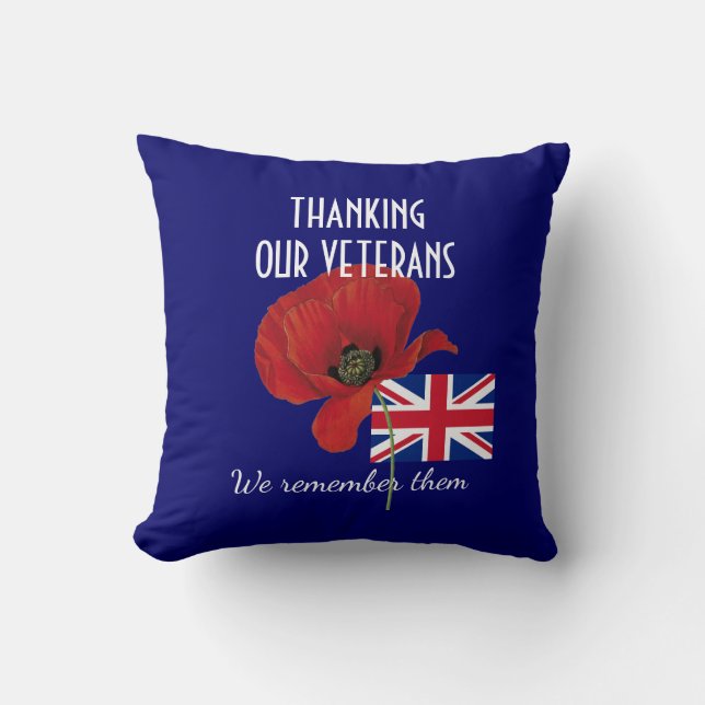 TACK VETERANS British UK Poppy Kudde (Framsida)