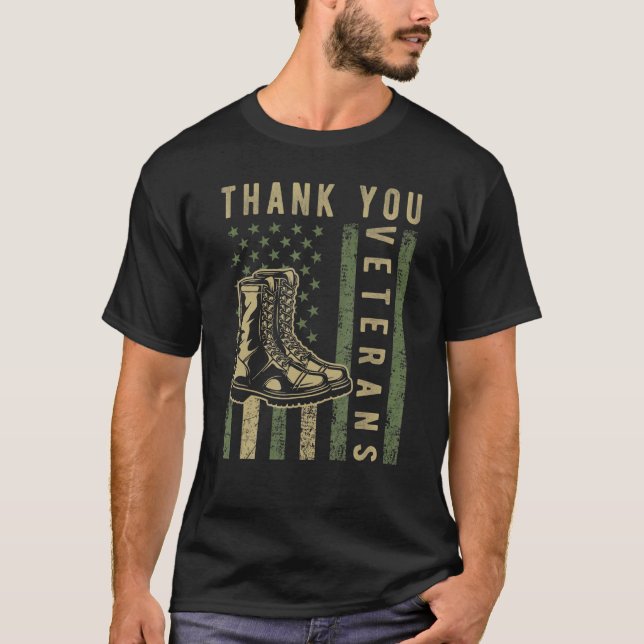 Tack Veterans Combat Boots American Patriotic T Shirt (Framsida)