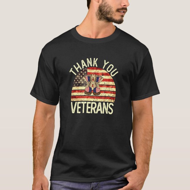 Tack Veterans Combat Boots Patriotic American T Shirt (Framsida)