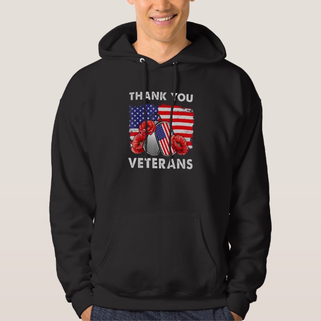 Tack Veterans Combat Boots Poppy Flower Veter Hoodie (Framsida)